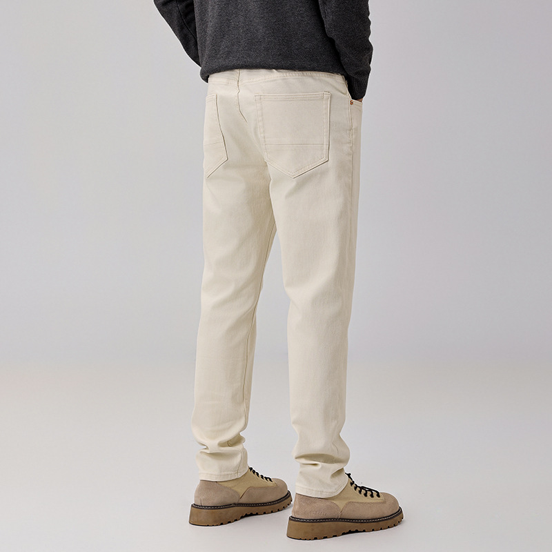 Autumn and winter high-end trendy brand beige beige jeans for men, slim-fit straight leg stretch versatile, light luxury and high-end style pants Application Scenario