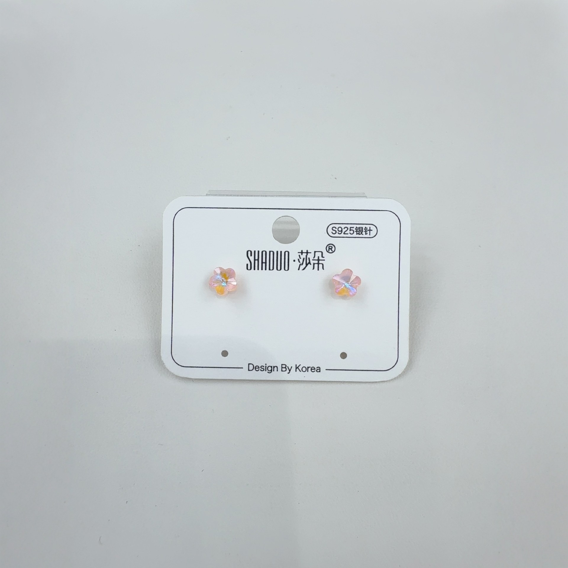 Exquisite Austrian element crystal five-petal flower ear studs, small pure silver needle ear studs, campus female student Specification image