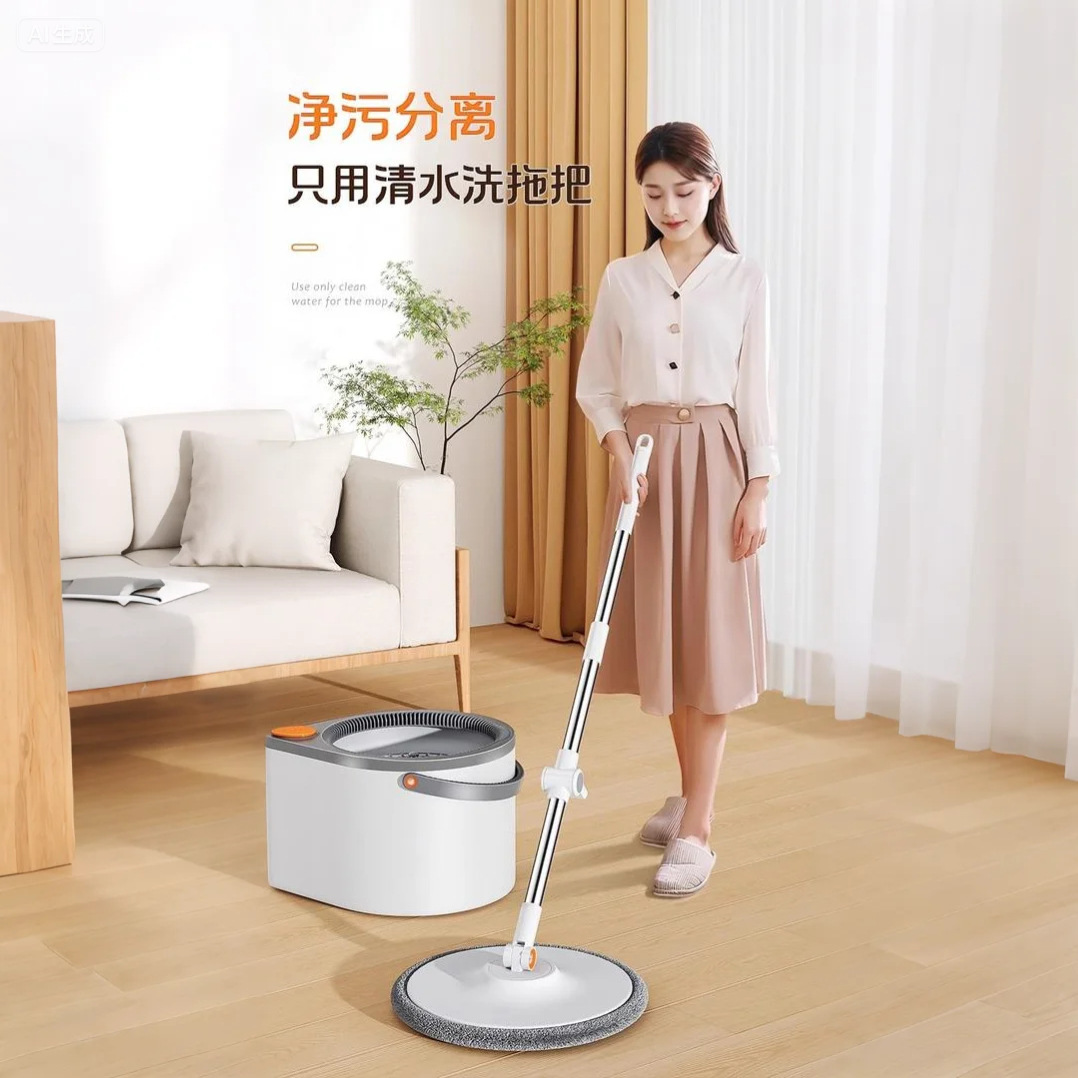 2024 New rotating mop with dirt separation for lazy household use, one mop clean, automatic rotating single bucket