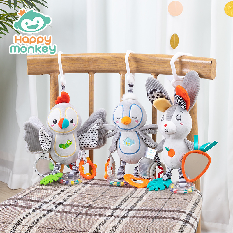 Happy monkey Baby Comfort Toy, infant lathe hanging rattle, bed bell, Newborn Intelligence gift Application Scenario