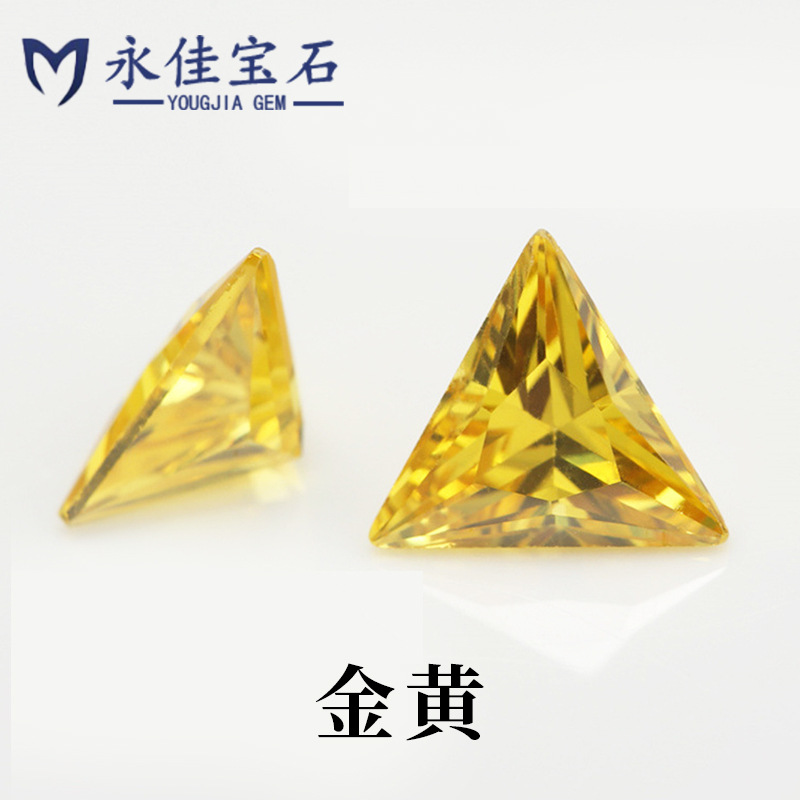 Yongjia Gemstone Right-angled triangular zircon, colored bare stone synthetic CZ cubic zirconia jewelry accessories, colored zirconia Application Scenario