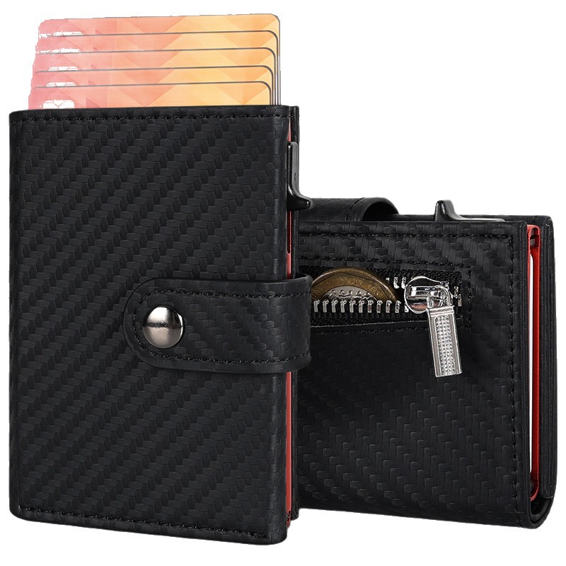 Customized Cross-Border Bestsellers, Fashionable Pu Leather, Metal Aluminum Alloy, Anti-Demagnetization, Large-Capacity Id Card Bag, Loose Change Wallet Item Picture