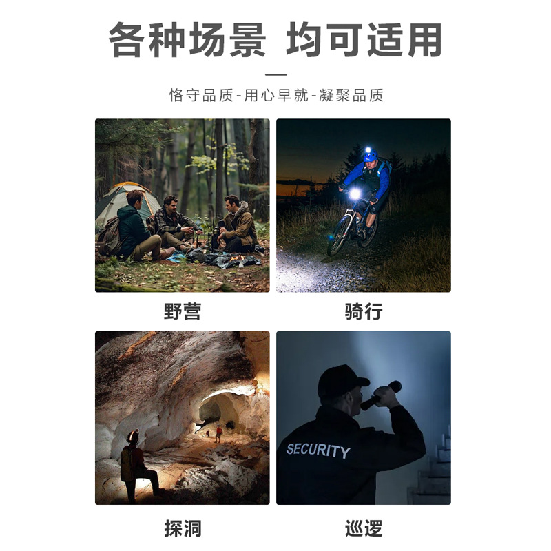 Portable telescopic focusing flashlight, USB charging, built-in lithium battery, strong light, outdoor camping telescopic zoom flashlight Application Scenario