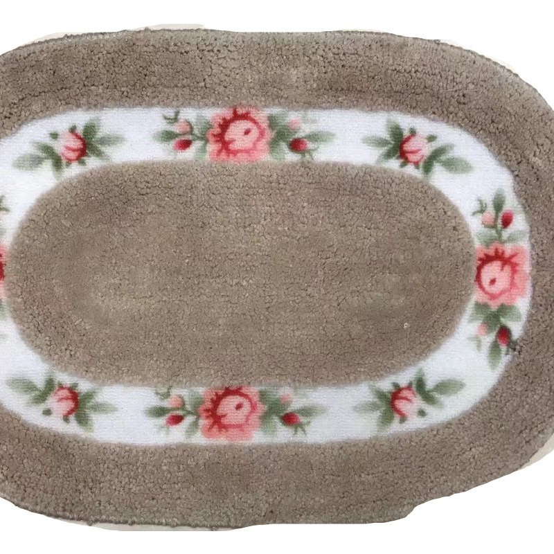 田园玫瑰进门地垫卧室门厅脚垫浴室门垫防滑垫子吸水地毯白底实物图