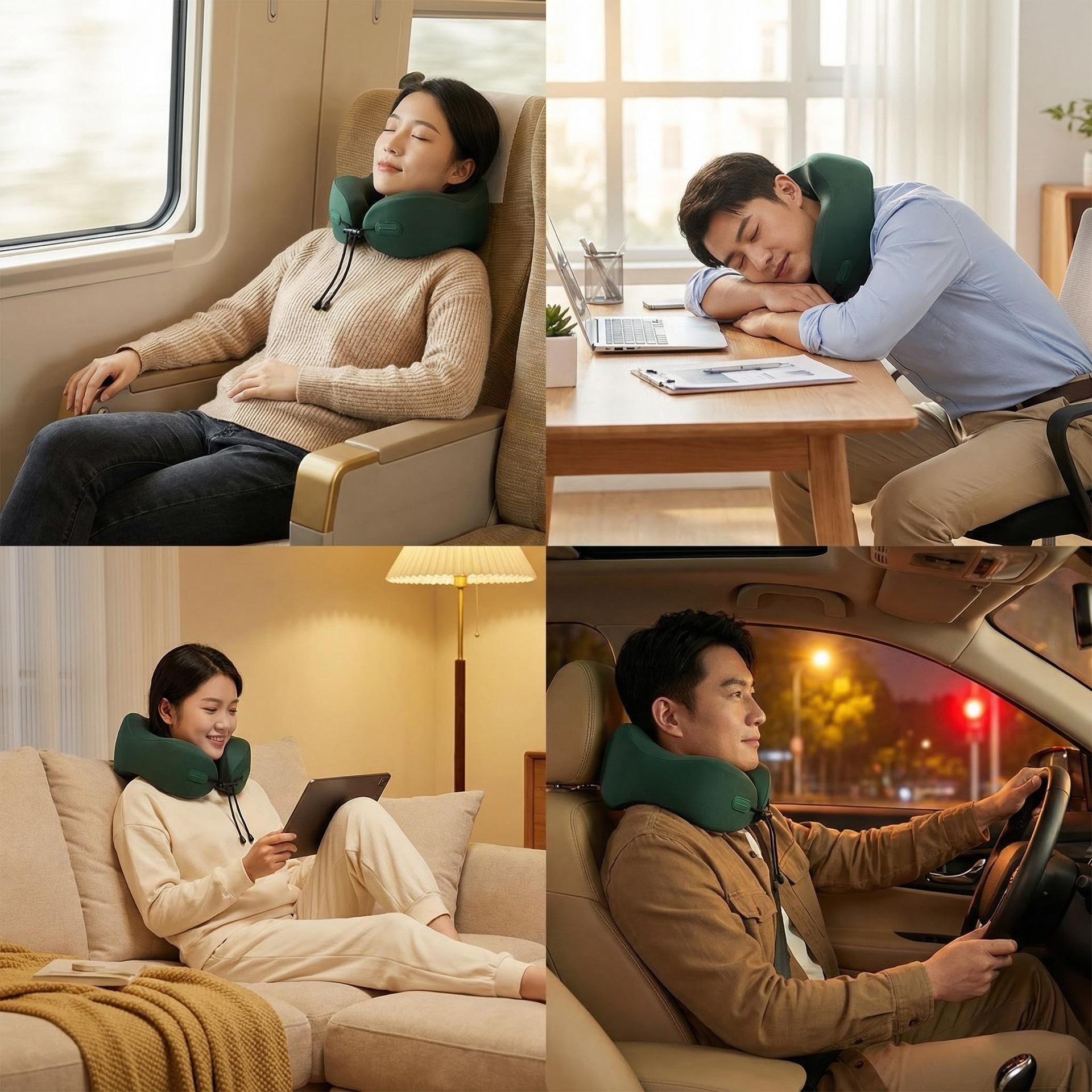 便携记忆棉U型枕护颈枕旅行飞机高铁午睡枕可折叠收纳枕芯 Application Scenario