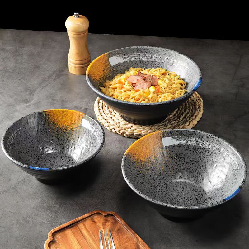 Melamine noodle bowls, commercial Japanese imitation porcelain creative characteristic noodle restaurant beef ramen bowls, soup noodle bowls, rice noodle bowls, spicy hot pot bowls details Picture