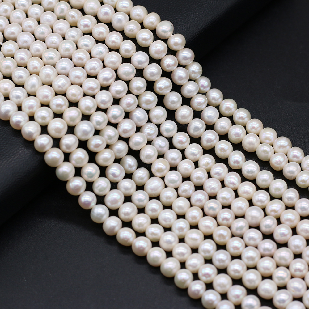 天然淡水珍珠圆形珍珠珠子DIY饰品配件手工珠宝项链制作批发