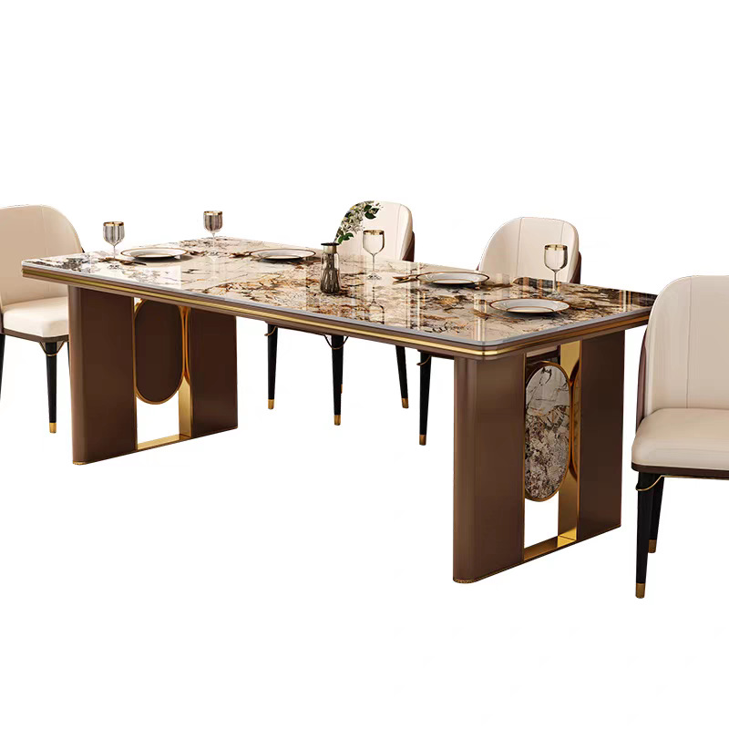 Star Factory wholesals new light luxury dining table and chair sets, high-end designer large plate dining tables, modern and simple bright rock plate dining tables Item Picture