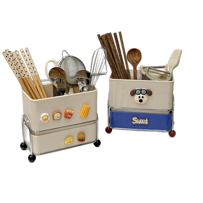 Chopstick storage box, household soup spoon storage, creative high appearance level countertop 筷笼 kitchen draining chopstick basket, chopstick holder Item Picture