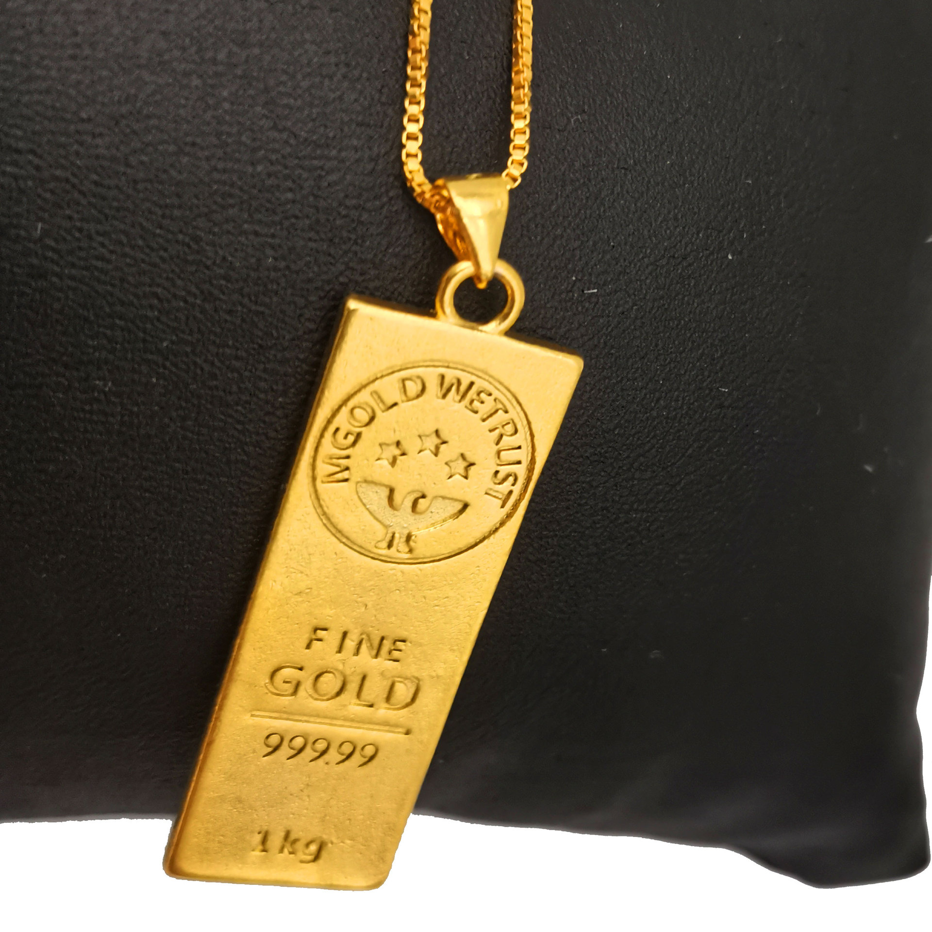 Brass gold-plated MGOLD WE TRUST Australian imitation gold bar pendant necklace Hip-hop pop accessories