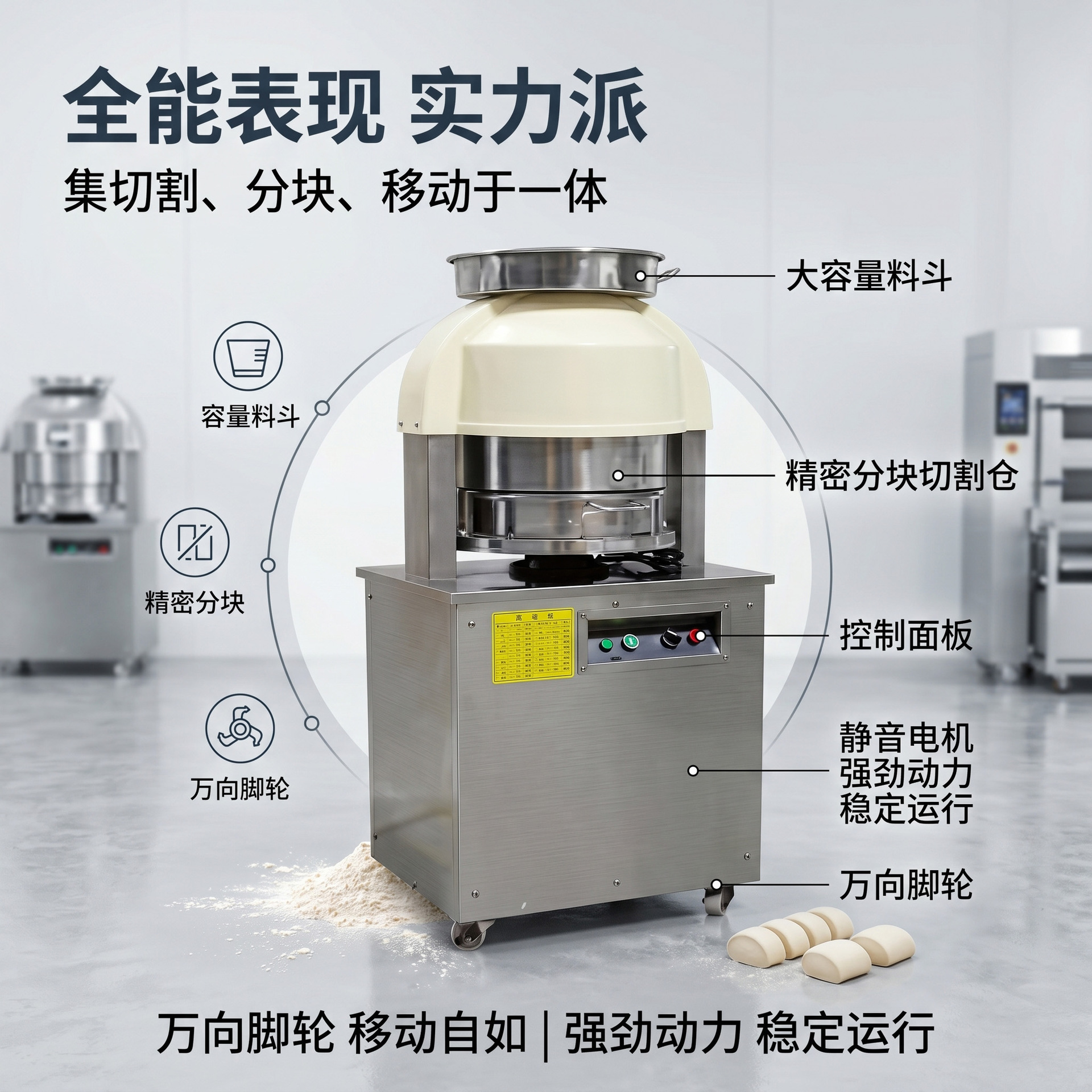 Multi-functional dough block machine, 36-head automatic cutting machine, high-efficiency and labor-saving dough kneading machine specially designed for bakeries and steamed bun shops Application Scenario