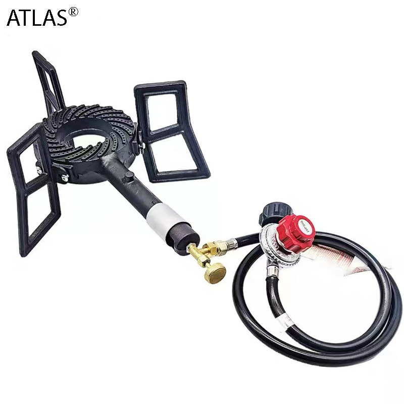 户外猛火铸铁炉具带调压阀燃气灶野营便携一体式炉具单灶猛火