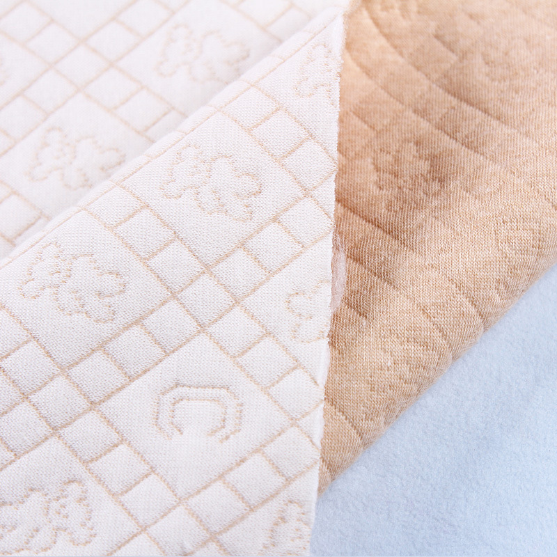 40S提花双面婴儿面料现货彩棉卡通夹丝保暖针织面料童装家居面料