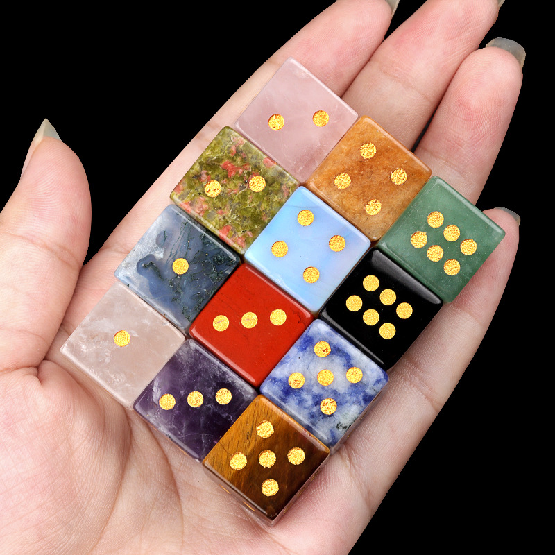 2316-天然紫水晶骰子 水草玛瑙虎眼石色子半宝石骰子 跨境新品细节图