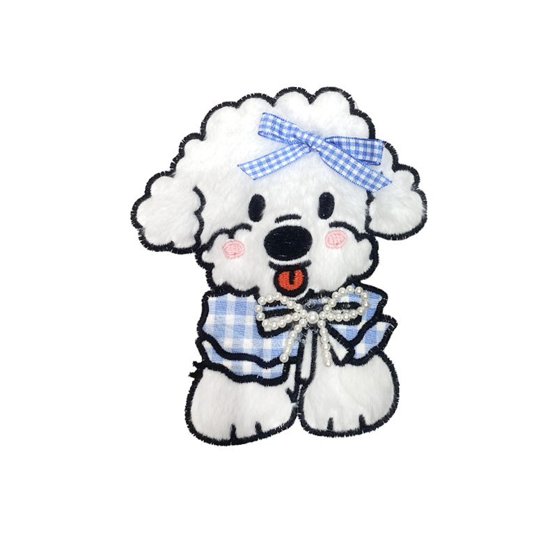 New cartoon computer, cute furry dog, embroidered fabric patch, decorative hoodie, accessory patch, embroidered fabric patch details Picture