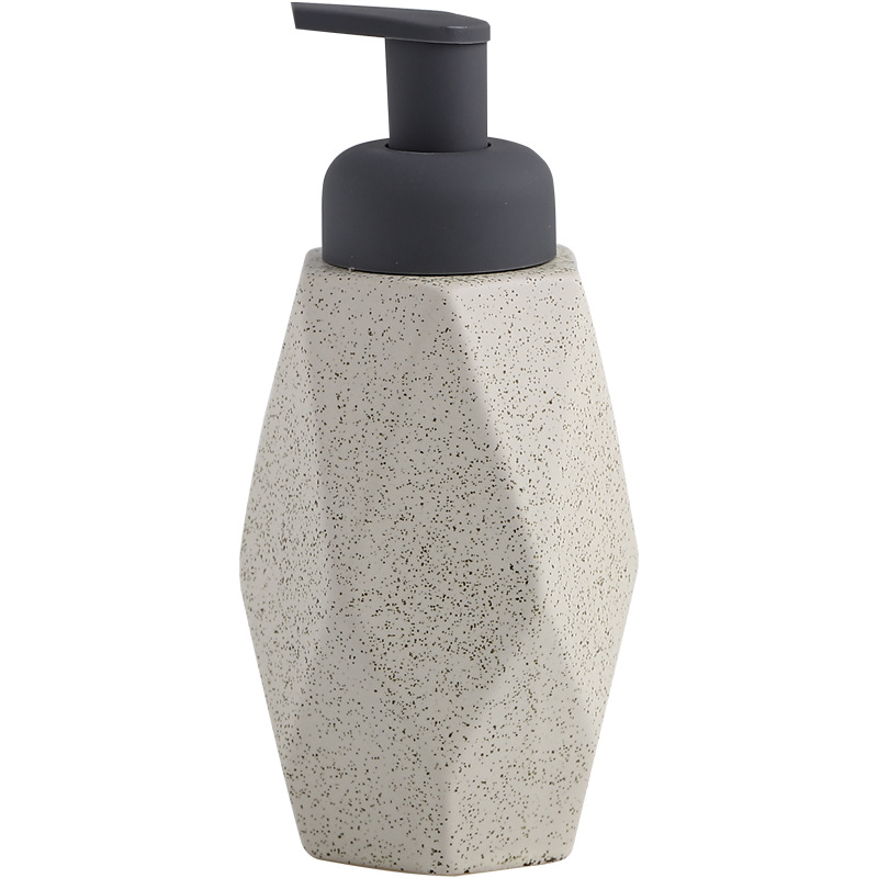 Hotel bathroom ceramic lotion bottle, three-piece set, bathroom supplies, body wash bottle, portioning bottle, press-type foaming bottle Item Picture