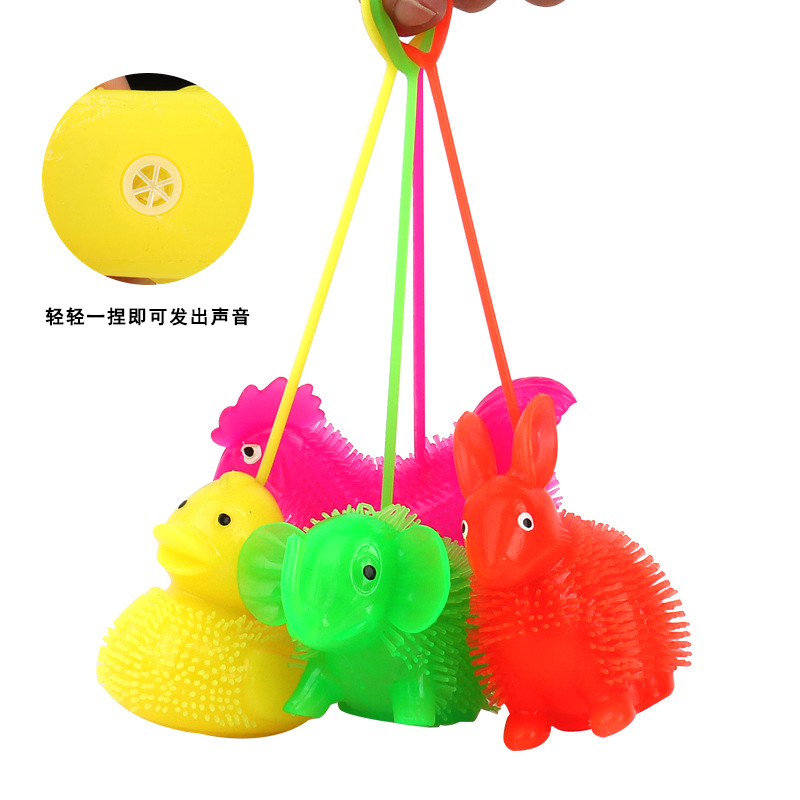The glowing rabbit is pinched, the flashing duck, the rooster, the elephant, the thrush, and the fluffy ball are all children's toys for release. Wholesale Specification image