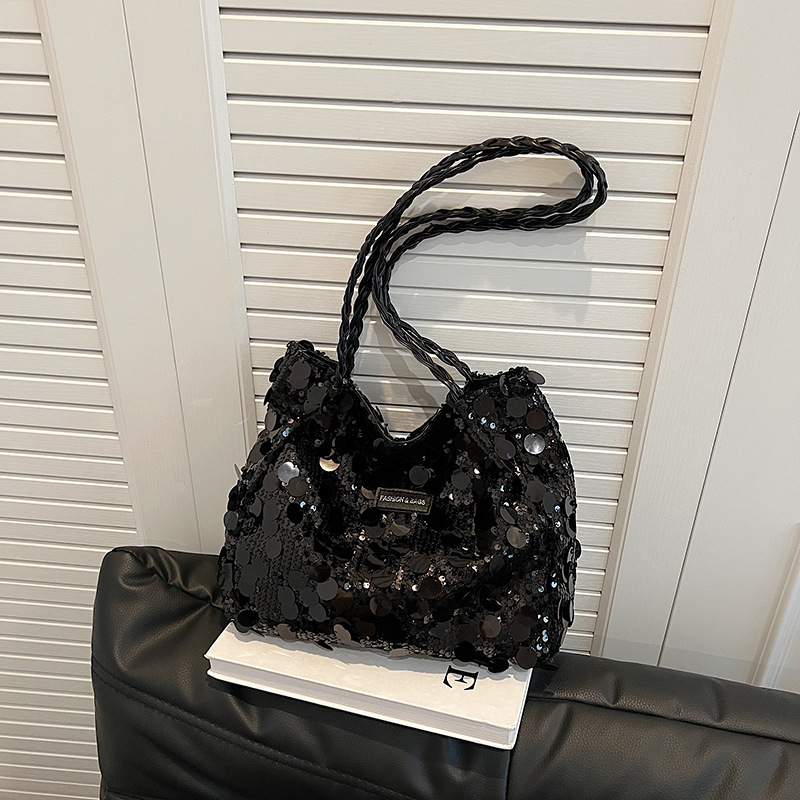 Cross-border sequin bag, large sequin personalized tote women's bag, niche design, single-shoulder armpit bag, single-shoulder crossbody bag, commuter bag, handbag, hand-held bag, fringed women's bag, handbag, sequin bag
