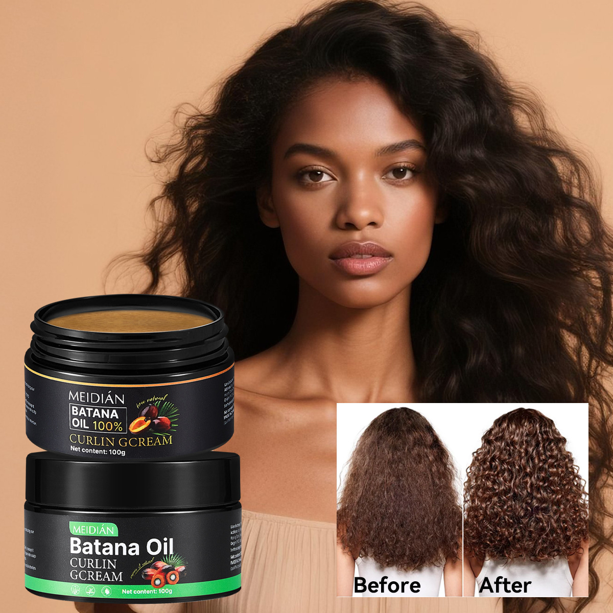 【 Cross-border Exclusive 】MEIDIAN Batana Oil Hair Cream Smooth, Soft and Repairing Hair Conditioner Wholesale details Picture