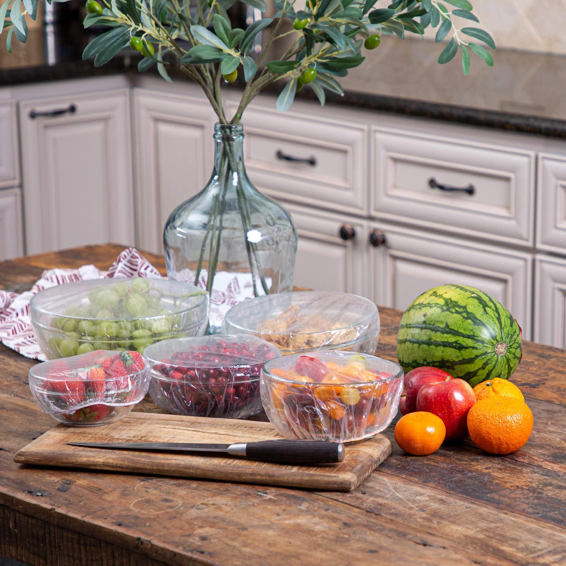 跨境外贸保鲜膜套食品保鲜罩100只英文包装白底实物图