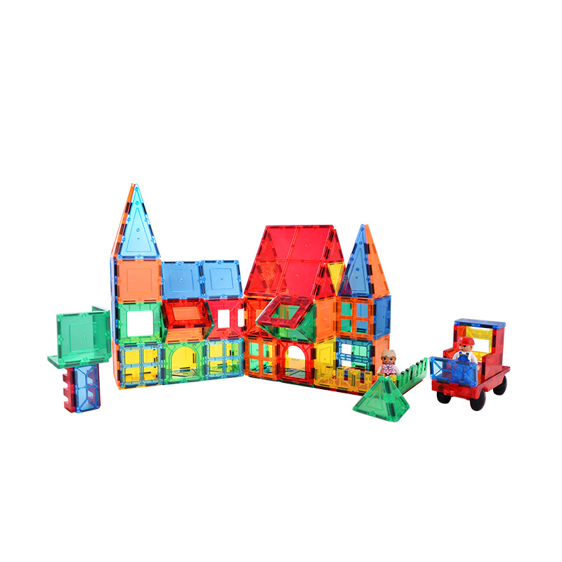 益智彩窗磁力透明片儿童创意积木玩具早教启蒙diy3d立体拼图玩具白底实物图