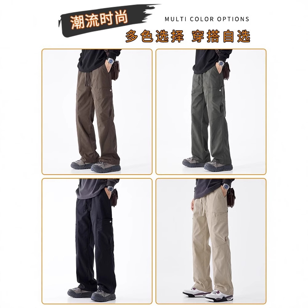Estilo americano workwear pantalones casuales hombres primavera recta holgada 2025 nueva marca de moda tendencia pierna ancha al aire libre carga pantalones Application Scenario