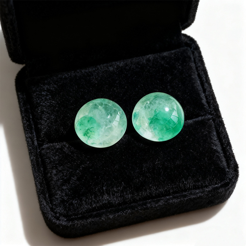 Natural African jade top beads ingredients, round egg surface accessories, diy handmade jewelry materials, wholesale of jewelry ring faces Specification image