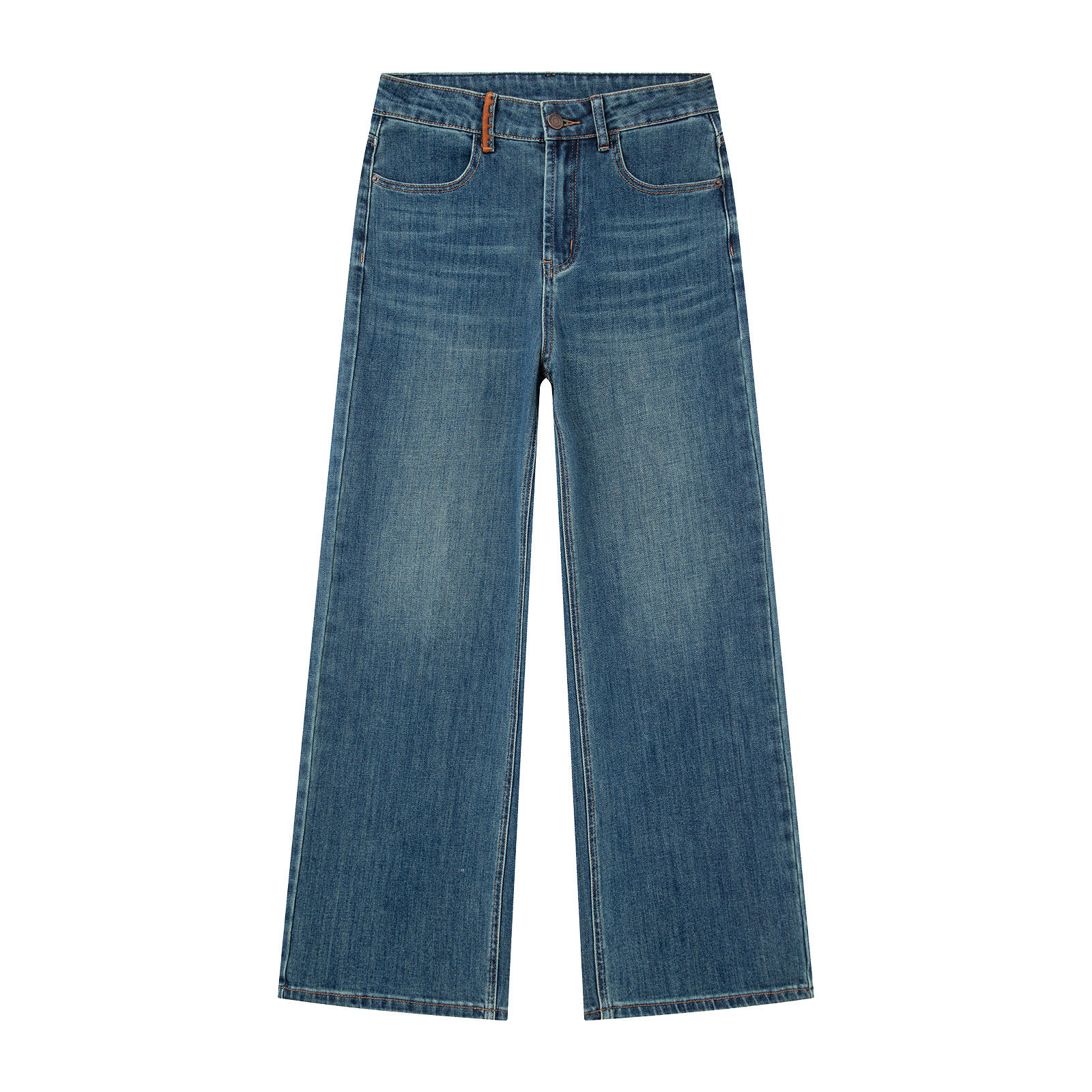 Stretch straight-leg jeans for women, high-waisted, Spring/Summer 26, American retro blue, available for wholesale in Zhongshan Item Picture