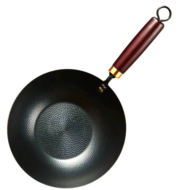 章丘铁锅奶锅无涂层炒菜锅平底锅不粘锅宝宝专用婴儿辅食炒锅健康白底实物图