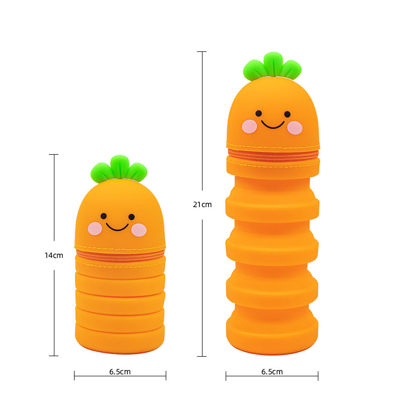 Silicone telescopic pen holder for students, large capacity, cute pen holder, stationery, stress-relieving pen holder, fruits and vegetables, creative Item Picture