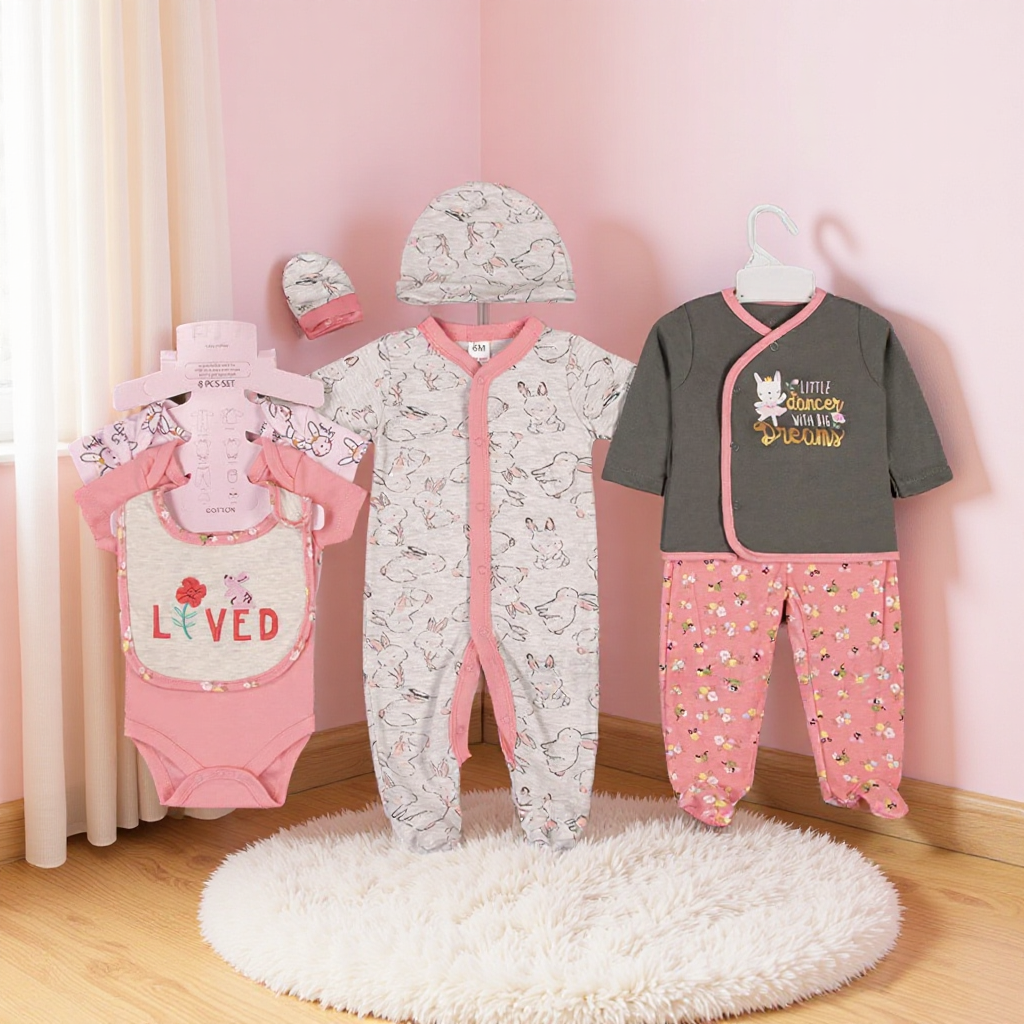 2025 Thermal cotton-padded Clothes for Toddlers, 8-piece set for export wholesale, European and American infants and toddlers
