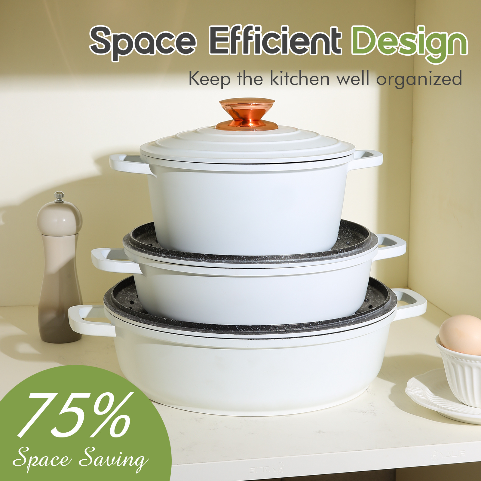 Classic cross-border 7-piece and 9-piece sets of aluminum lid and bottom die-cast cookware, universal cookware, heat-resistant and non-stick details Picture