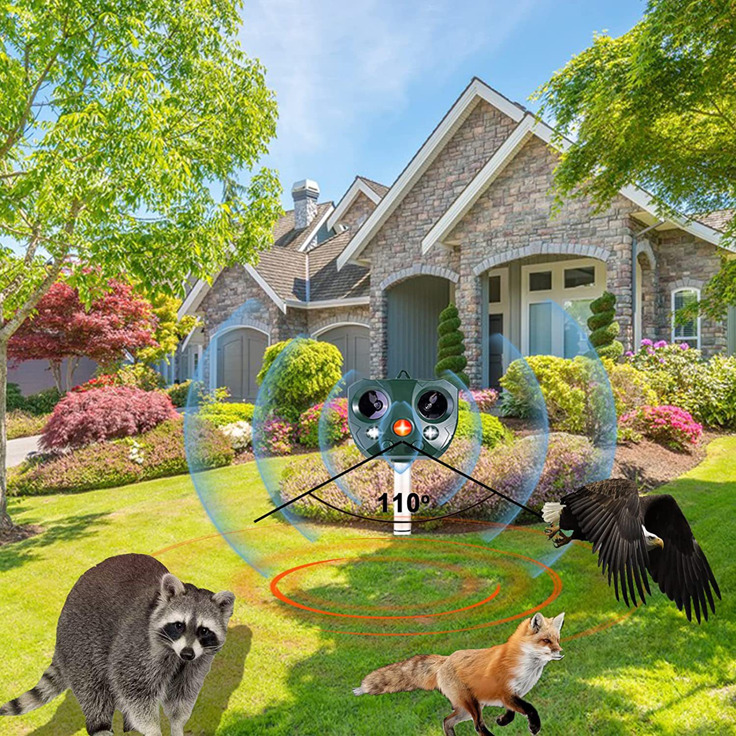 Factory wholesale best-selling rat repellents, outdoor ultrasonic bird repellents, cross-border waterproof multi-frequency solar repellents details Picture
