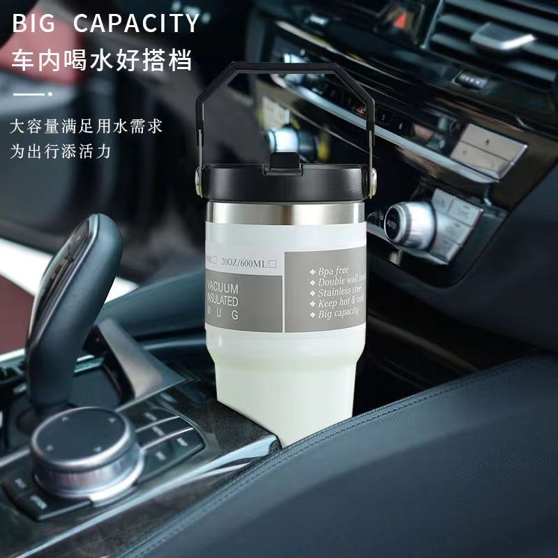 Customized cross-border hand-held car cups, double-layer stainless steel insulated cups, portable car men's and women's outdoor vacuum water cups details Picture