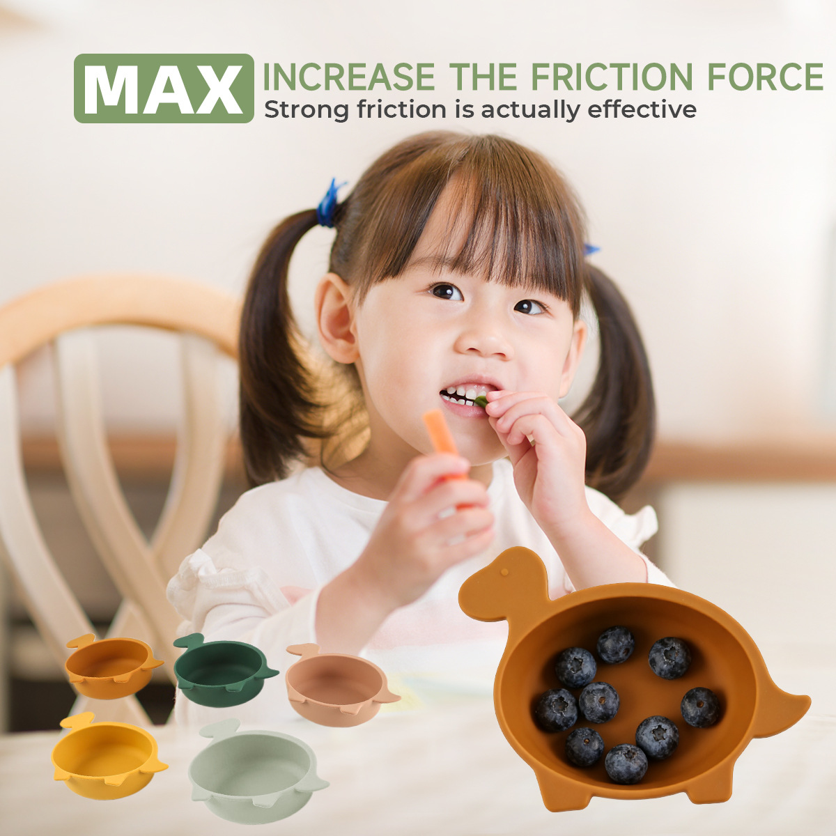 Cross-border complementary food bowl, baby special wrist dragon silicone bowl, new national standard for children learning to eat, training to prevent dropping bowls when eating Item Picture