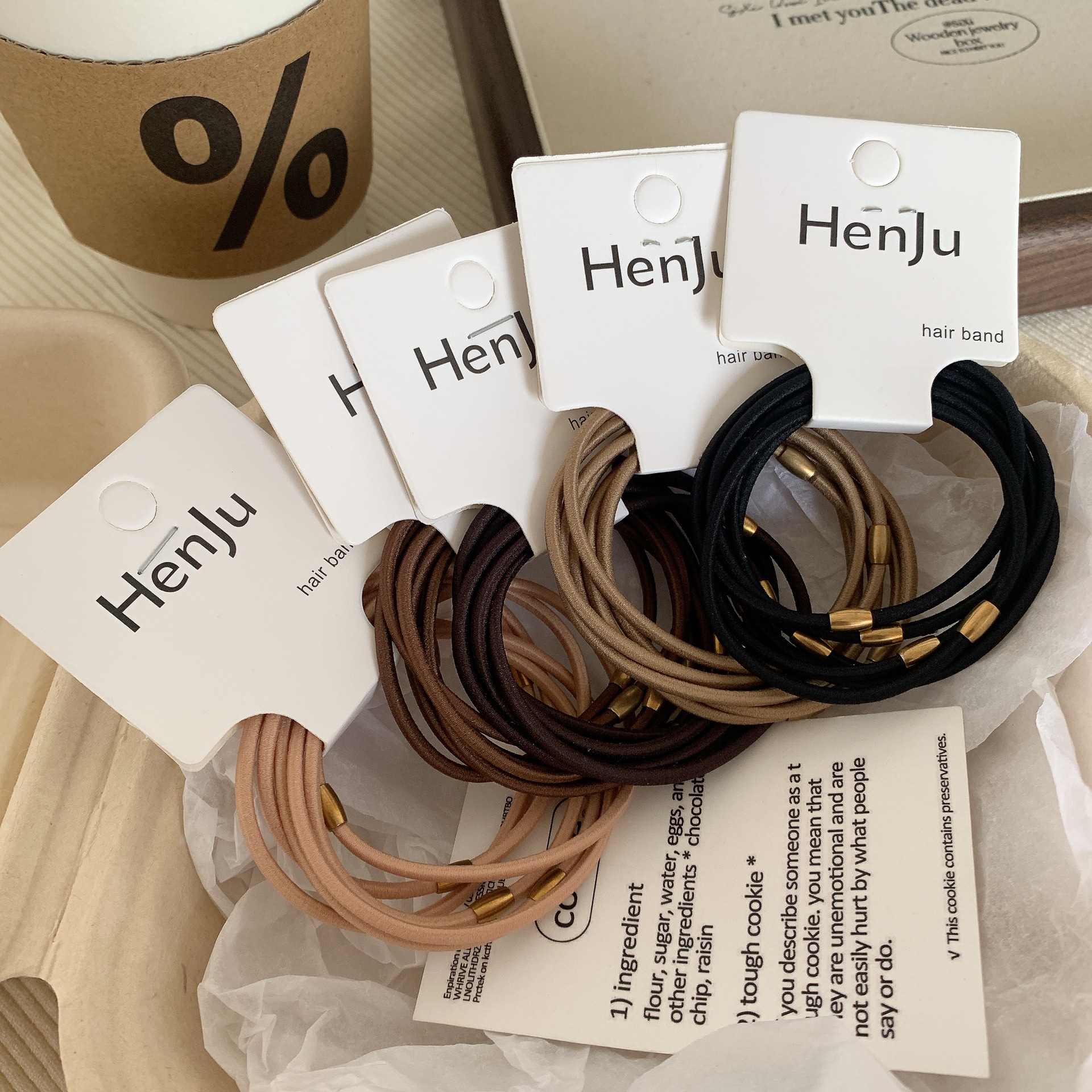 5根高弹力气质纤细小发绳小众金属接口发圈基础百搭扎发皮筋头绳产品图