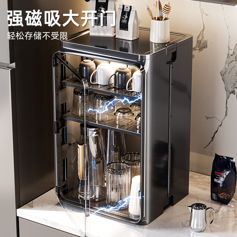 Dust-proof cup storage rack, desktop tea cup and water cup holder, tea set storage box, coffee mug, draining cup holder Specification image