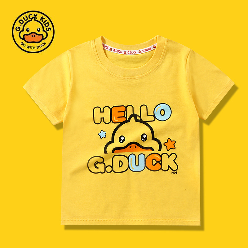 Harrow Little Yellow Duck Summer Children's pure Cotton T-shirts for boys and Girls, short-sleeved, thin casual tops, children's wear, baby summer wear Application Scenario