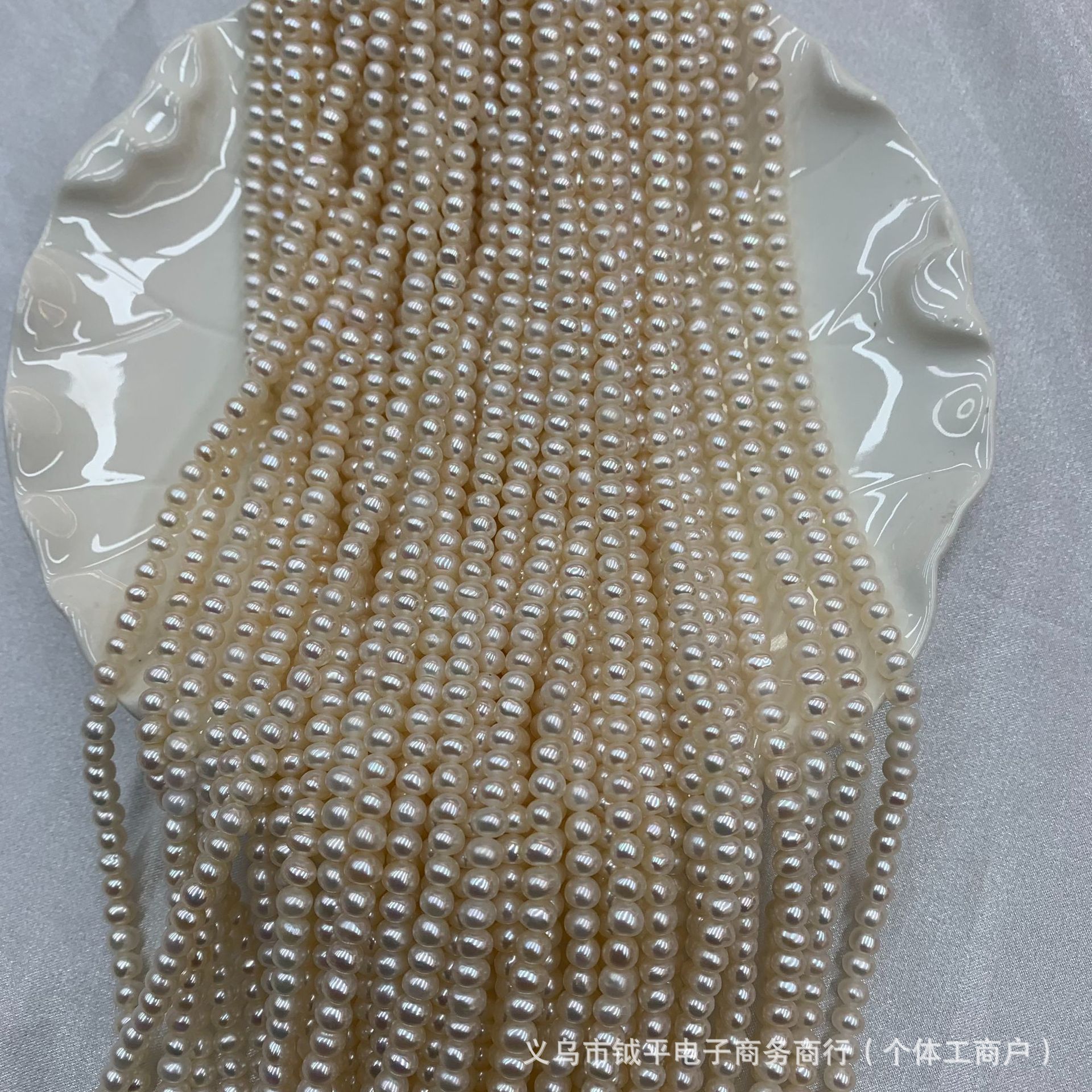 4-5mm扁天然淡水珍珠项链半成品散珠