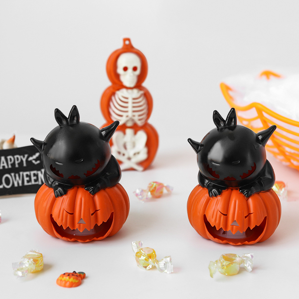 Halloween pumpkin lantern decoration props, creative and funny party supplies, night lights, black cat party candles details Picture