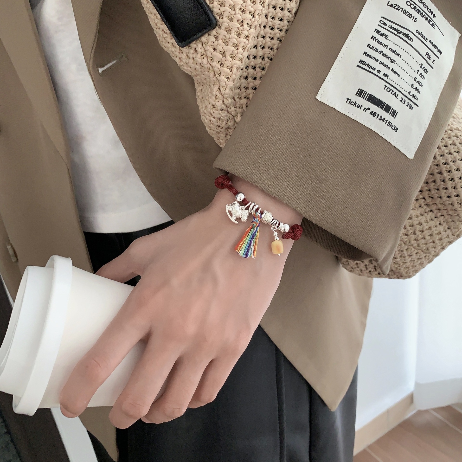 999 pure silver 12.1 Little horse amber red string bracelet, women's accessory, light luxury, niche and high-end woven bracelet, zodiac year Item Picture