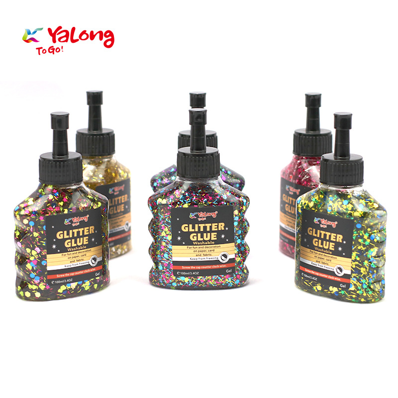 Yalong DIY Handmade 3D Colored Glue, Gold powder large particle glitter glue, 6-color mixed liquid glue Application Scenario