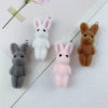 Resin flocking three-dimensional cartoon cute colorful rabbit animal pendant DIY handmade jewelry pendant accessory material resin flocking small figurine pendant Specification image