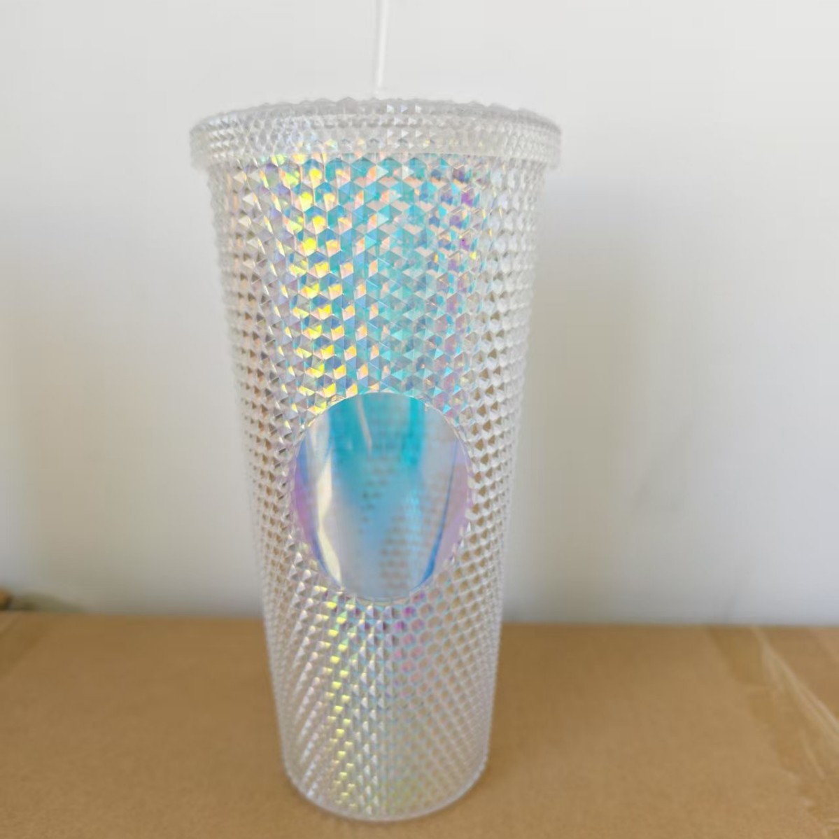 Cross-border durian cup three-piece set, two-piece set, double-layer, single-layer, large-capacity, prickly straw, plastic cup, custom logo details Picture