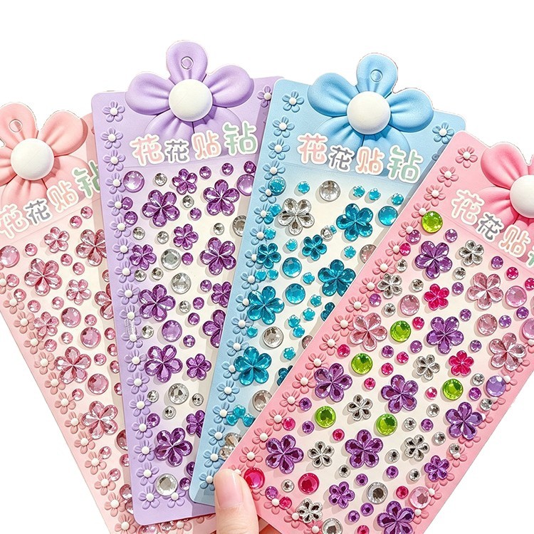Flower diamond stickers, plum blossom three-dimensional acrylic diamond stickers, children's handmade Guka planner, decorative gemstone stickers, stationery Item Picture