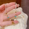 European and American cross-border fashion, gentle and versatile metal sequined lucky bag pearl necklace, individual, light luxury and simple collarbone chain for women details Picture
