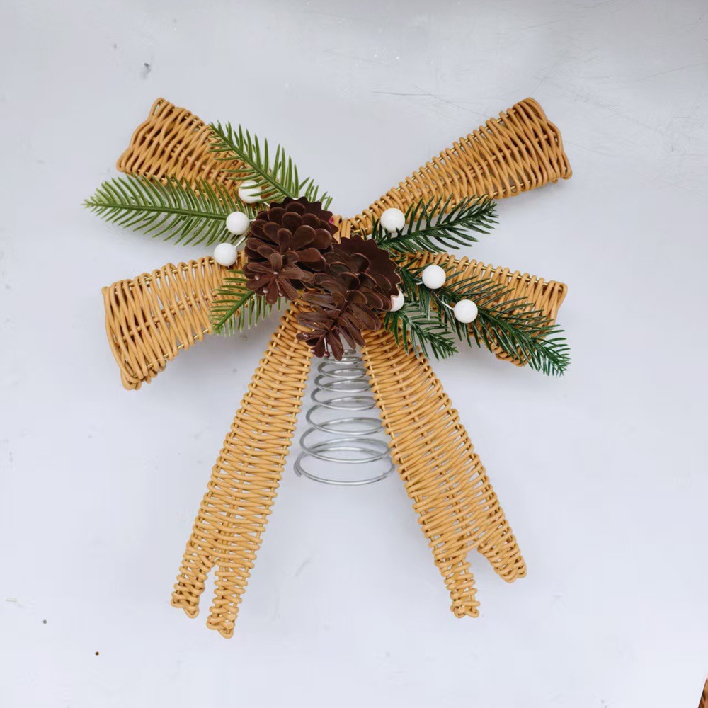 新款圣诞蝴蝶结装饰品外贸厂家直供多色多场景适用挂件仿藤条蝴蝶