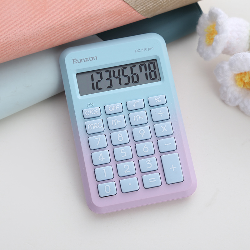 210PRO Dopamine Portable 8-digit Calculator, cute gradient, thin and light, high appearance level office stationery calculator Application Scenario