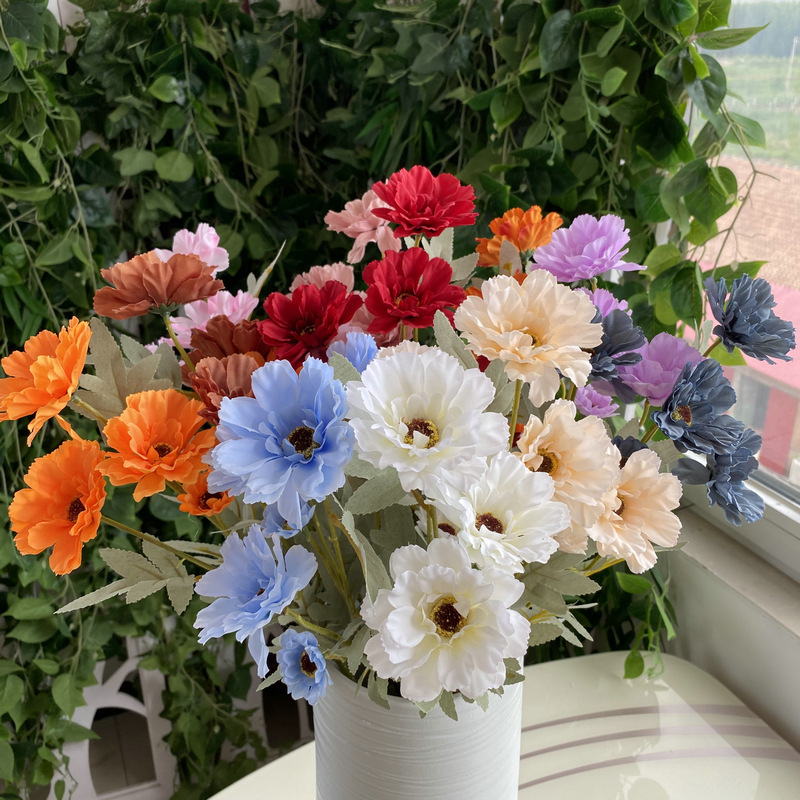 仿真花DIY发饰配件/假花/5朵塑膠花/仿真花/假花批发细节图