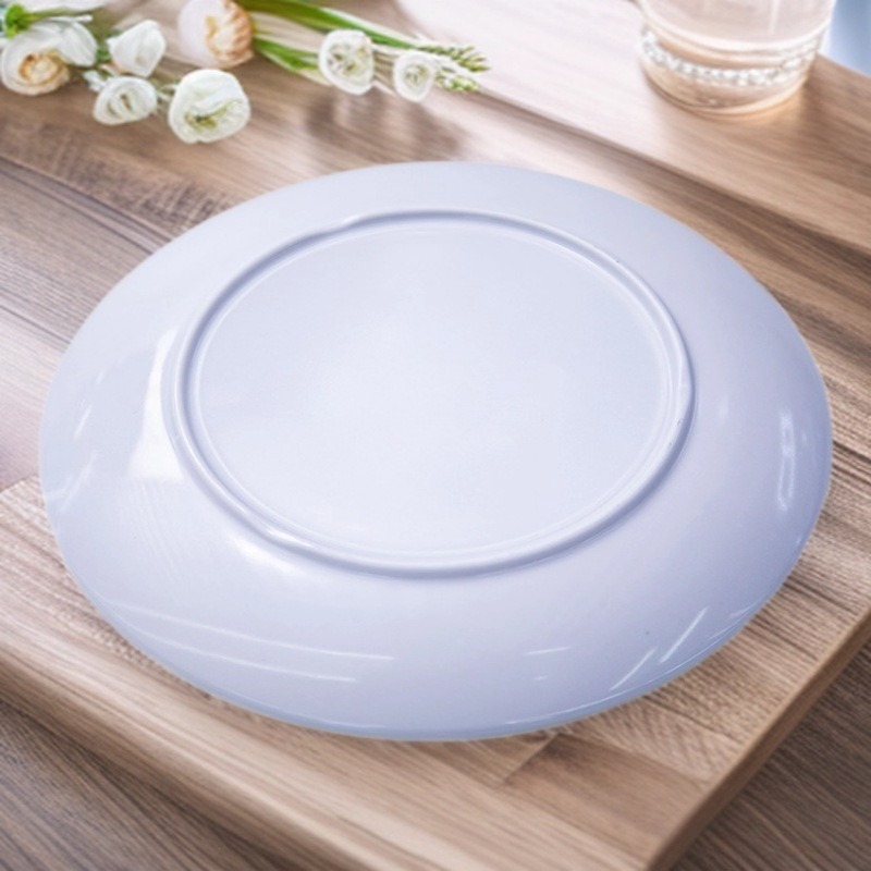 Custom-made melamine high-end imitation porcelain tableware, round plates, deep plates, commercial plates for restaurants and hotels, blue plastic plates Application Scenario